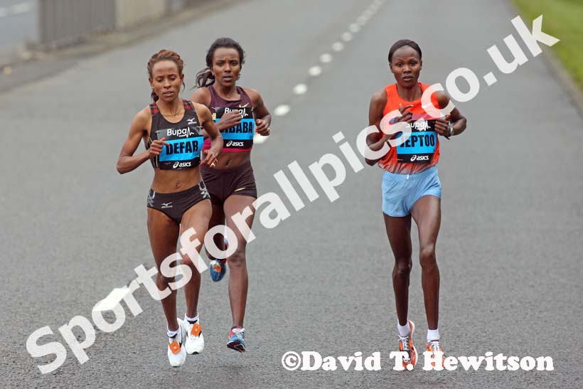Meseret Defar, Tirunesh Dibaba and Priscah Jeptoo in the BUPA Great North Run.